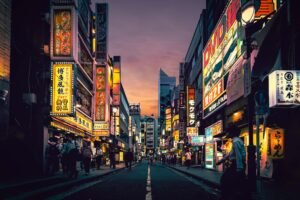 people walking on street near buildings