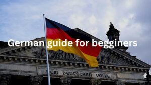 Engaging visual guide featuring the essential steps to learn German, including language apps, study materials, and cultural elements. The image provides a comprehensive overview for beginners, emphasizing the accessibility and enjoyment of the German language learning journey