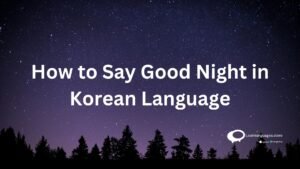 How to Say Good Night in korean language