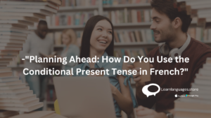 "Person speaking French with speech bubbles."